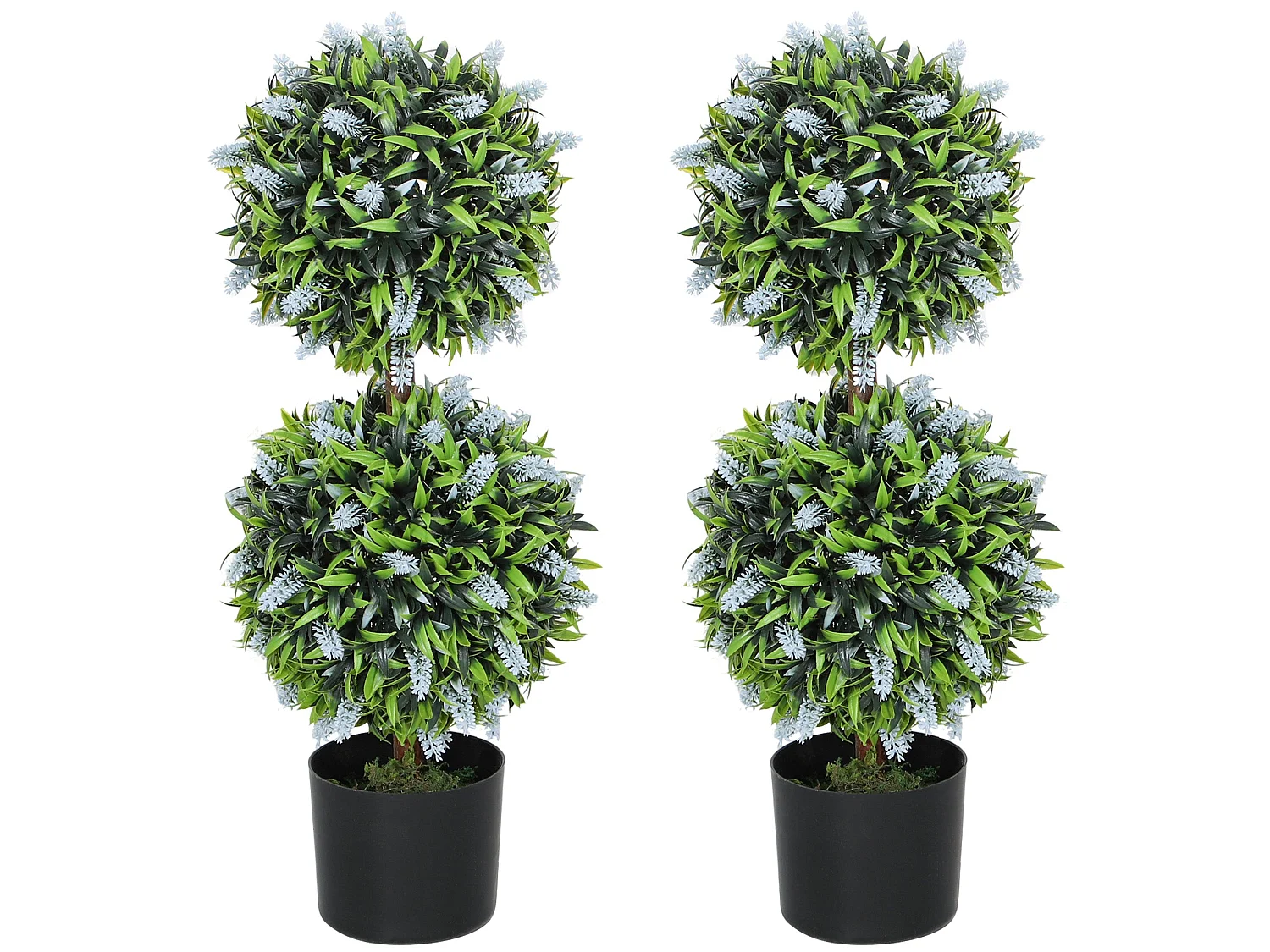 Mazifi Set of 2 Artificial Lavender Ball Trees in Pots 70cm Blue