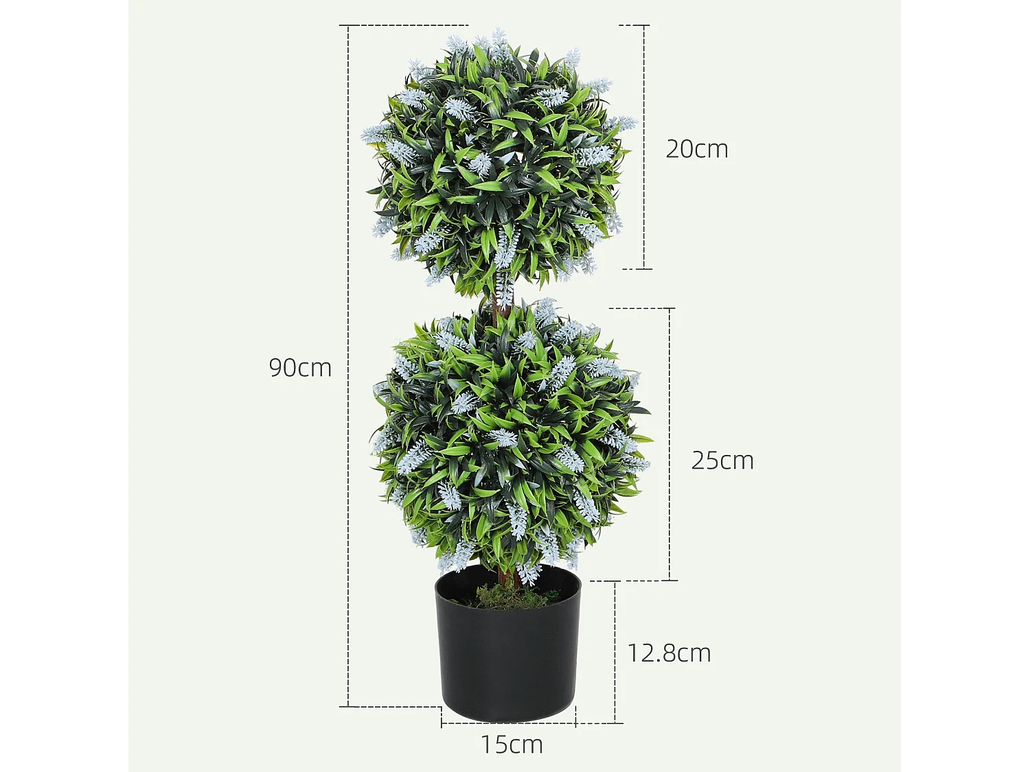 Mazifi Set of 2 Artificial Lavender Ball Trees in Pots 70cm Blue