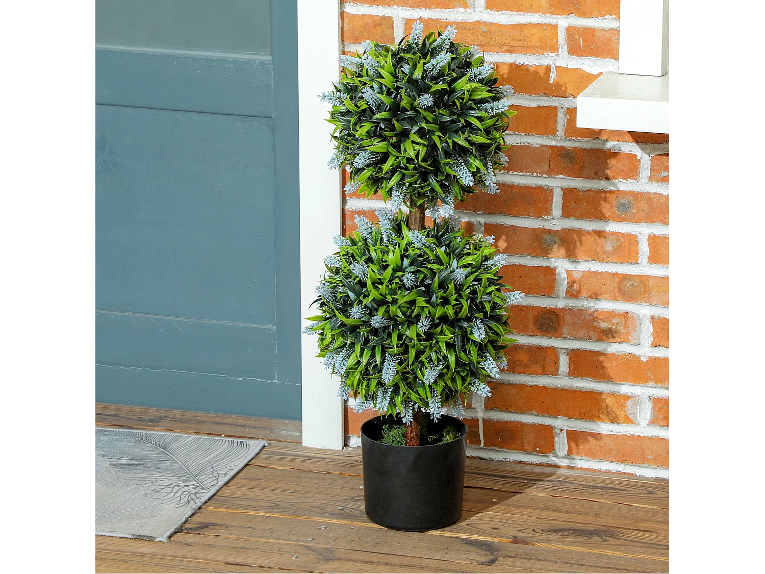 Mazifi Set of 2 Artificial Lavender Ball Trees in Pots 70cm Blue