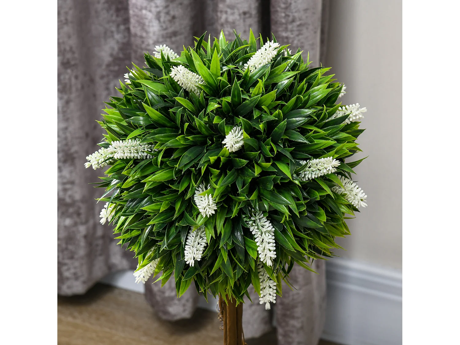 Fano Neri Set of 2 White Artificial Flower Ball Trees with Pots 60cm