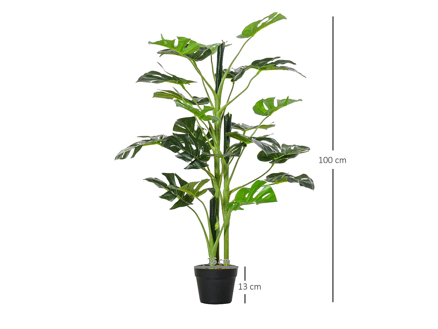 Nalale Lumo Set of 2 Artificial Monstera Trees with Cheese Leaf Design and Pots