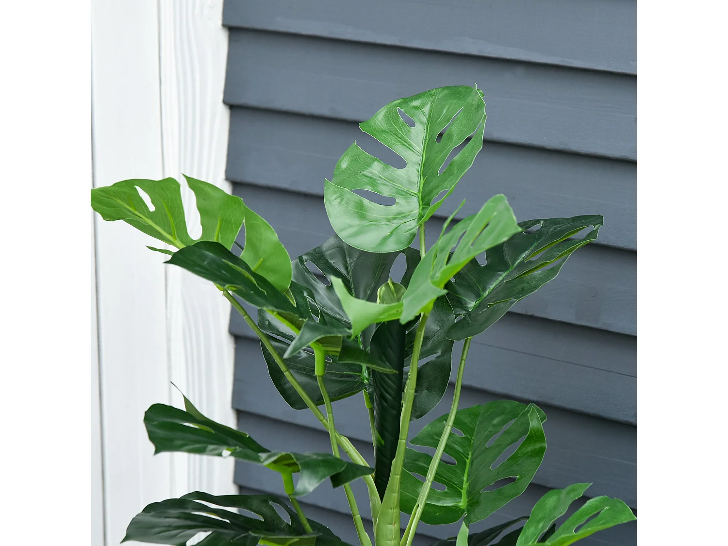 Nalale Lumo Set of 2 Artificial Monstera Trees with Cheese Leaf Design and Pots