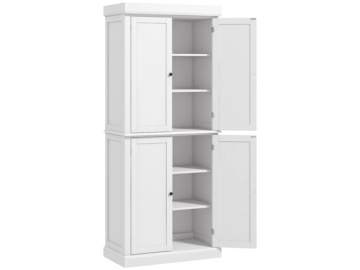Varofa White Freestanding Kitchen Cupboard 4 Doors 6 Tier Shelving