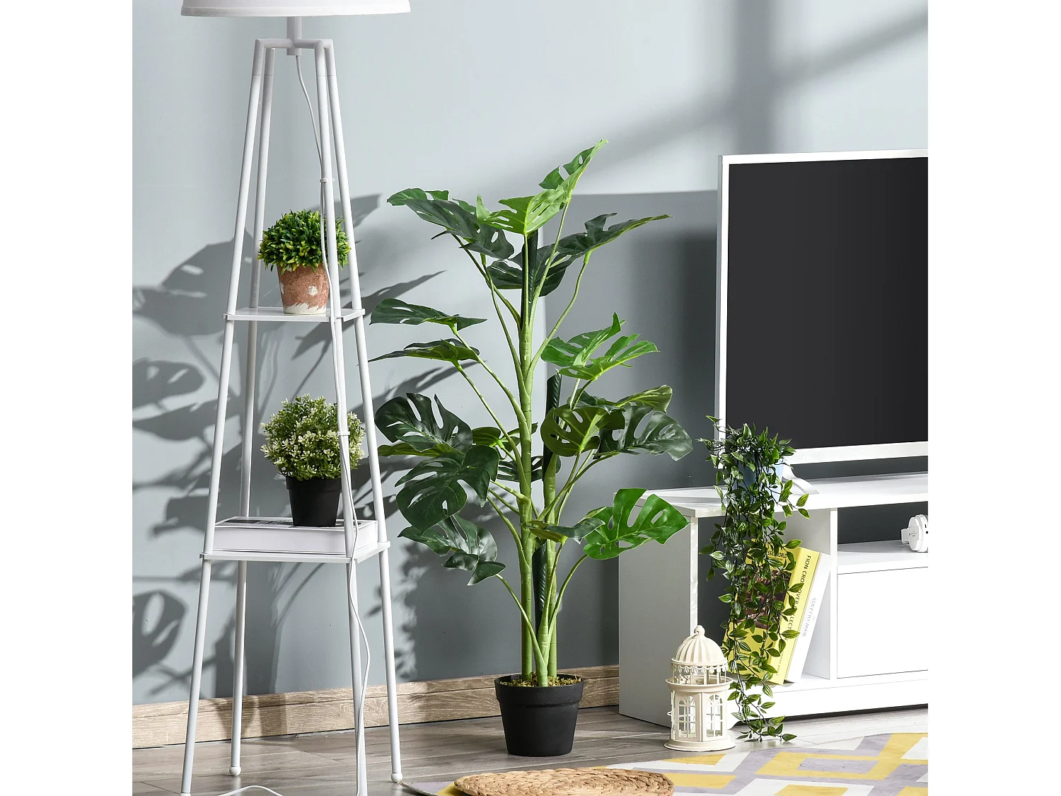 Doka Large Artificial Monstera Tree with 21 Leaves in Decorative Pot