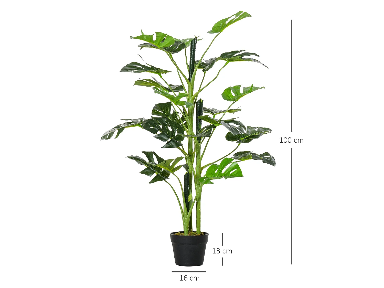 Doka Large Artificial Monstera Tree with 21 Leaves in Decorative Pot