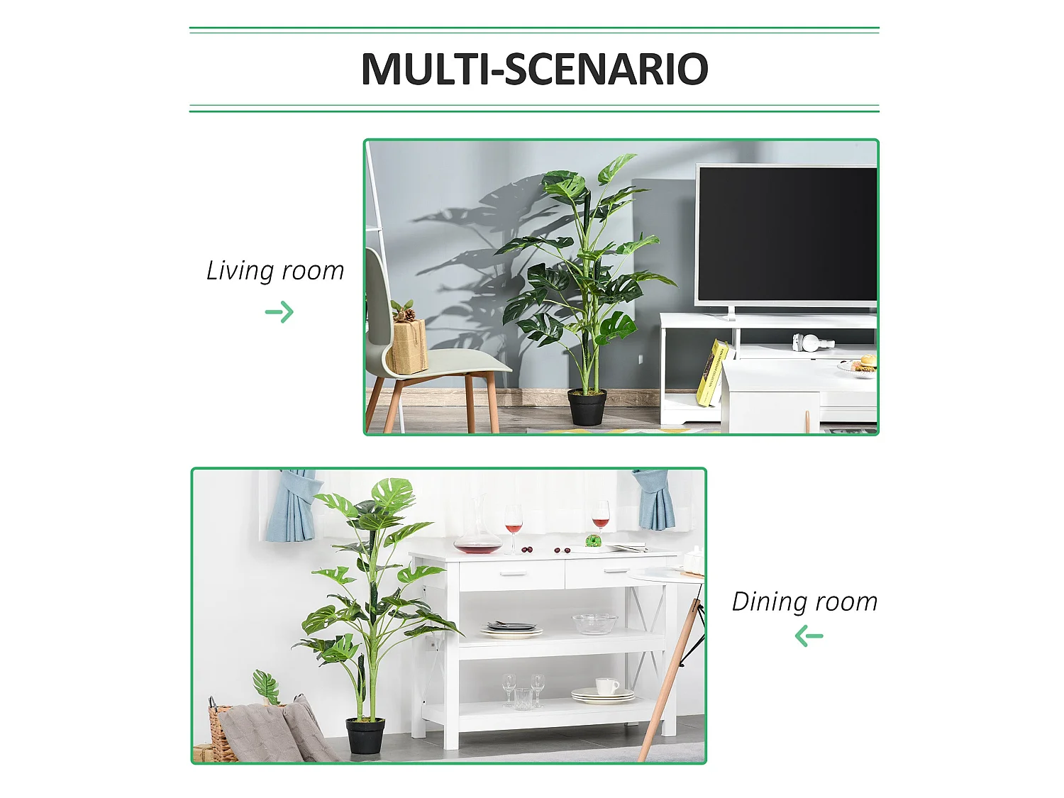 Doka Large Artificial Monstera Tree with 21 Leaves in Decorative Pot