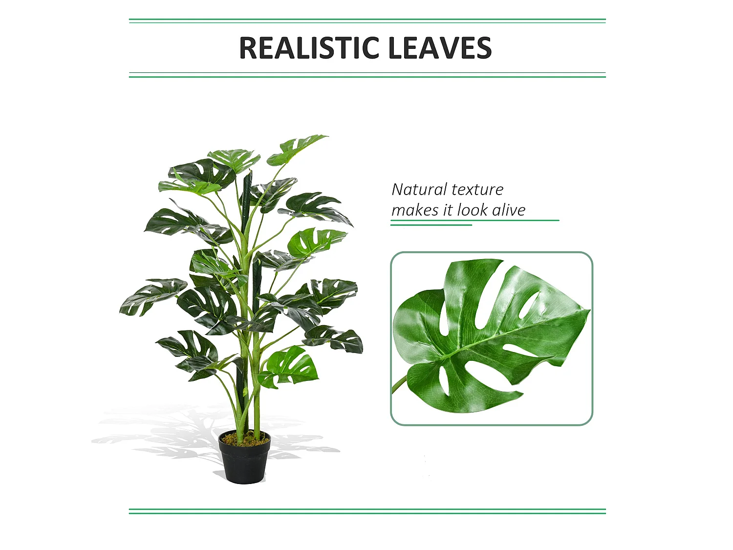 Doka Large Artificial Monstera Tree with 21 Leaves in Decorative Pot