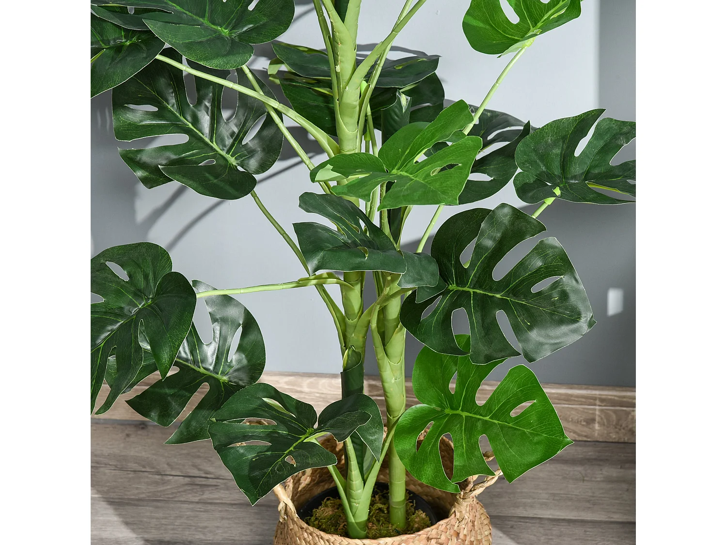 Doka Large Artificial Monstera Tree with 21 Leaves in Decorative Pot
