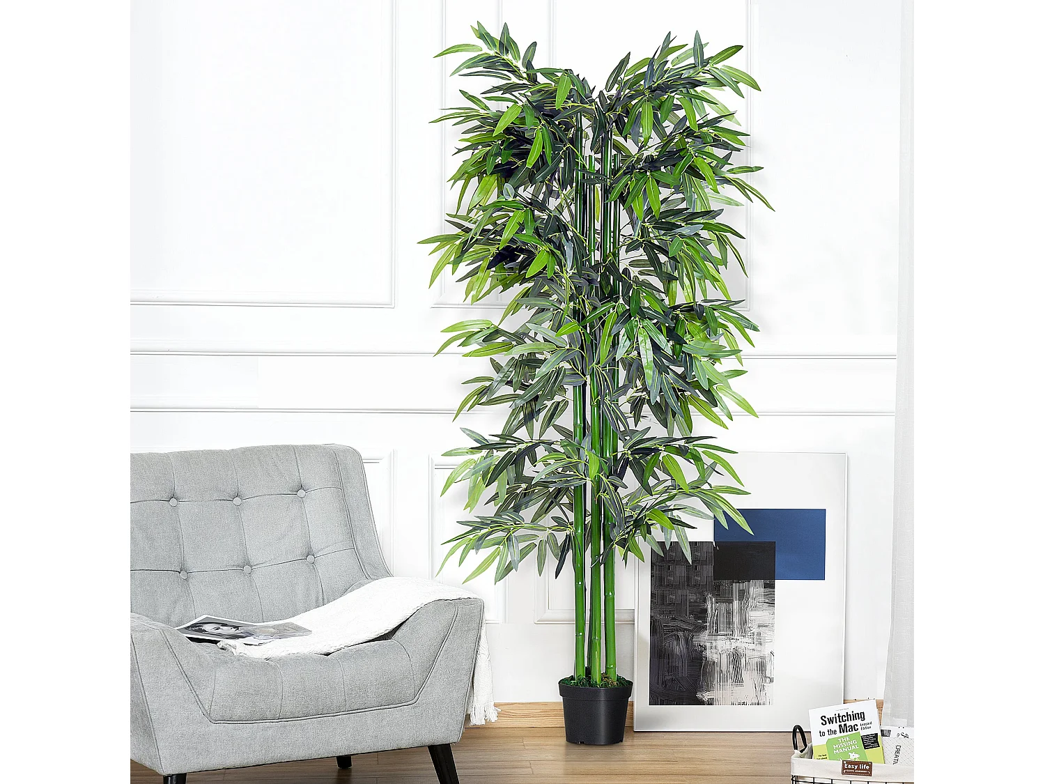 Marifa Artificial Bamboo Tree in Pot 195cm Faux Bamboo for Indoor Planters and Office Spaces