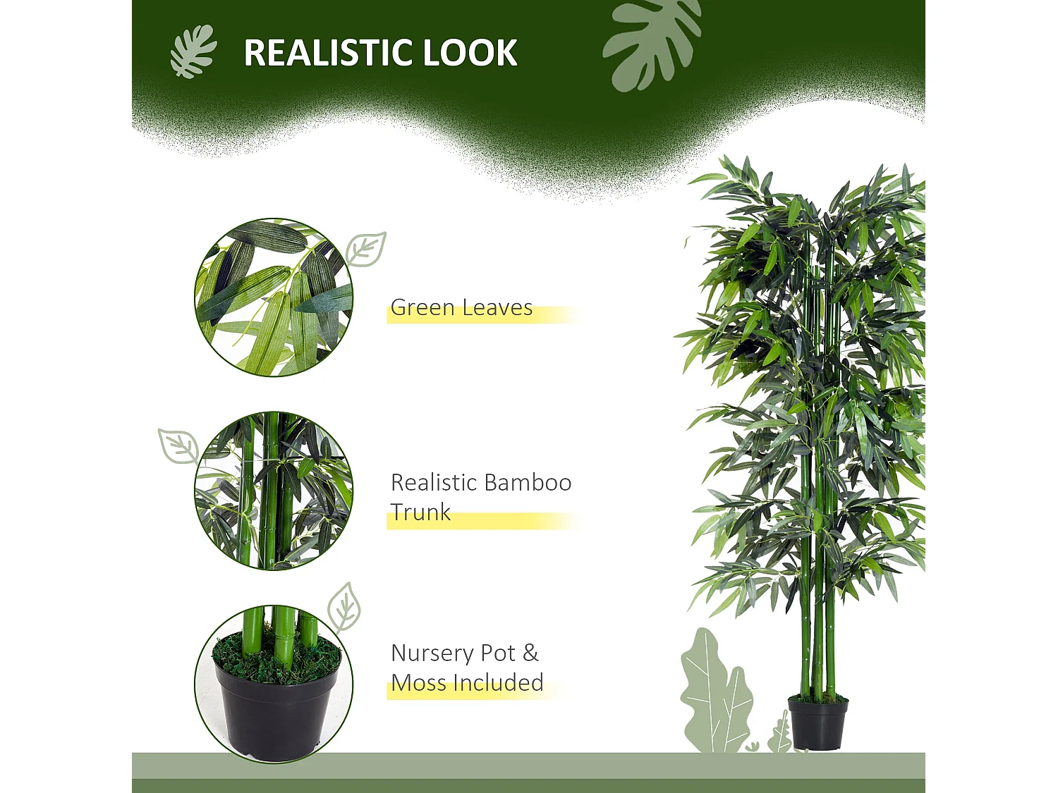 Marifa Artificial Bamboo Tree in Pot 195cm Faux Bamboo for Indoor Planters and Office Spaces