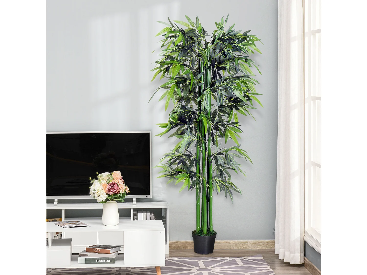 Marifa Artificial Bamboo Tree in Pot 195cm Faux Bamboo for Indoor Planters and Office Spaces