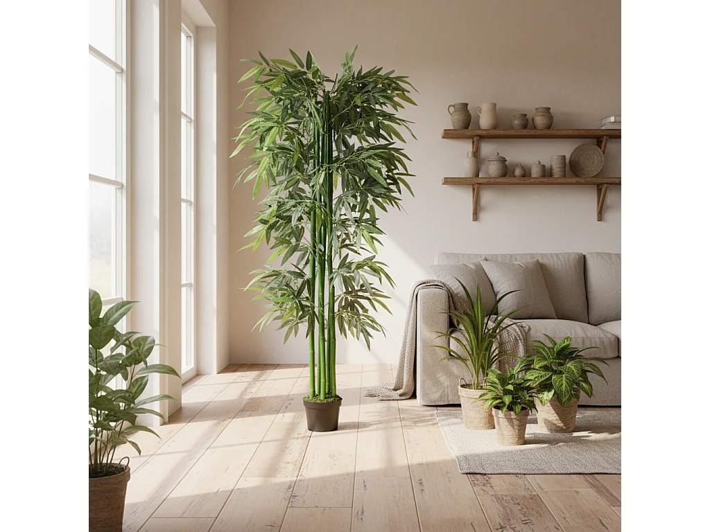 Marifa Artificial Bamboo Tree in Pot 195cm Faux Bamboo for Indoor Planters and Office Spaces