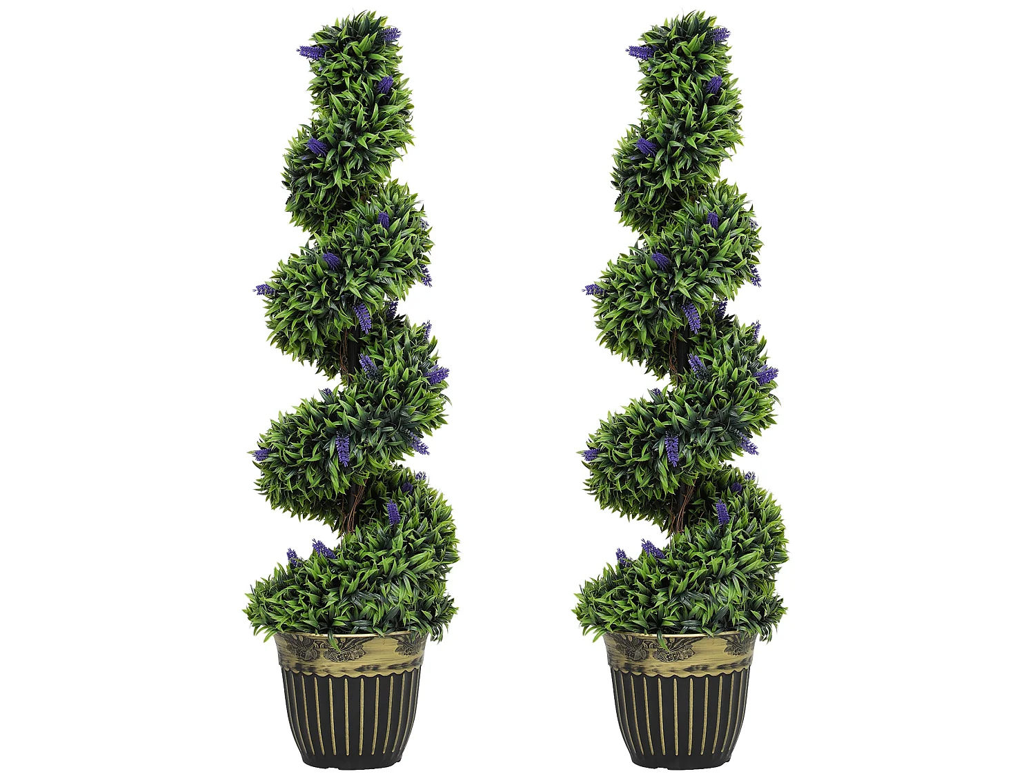 Ribara Set of 2 Artificial Lavender Trees 115cm Spiral Topiary Pair