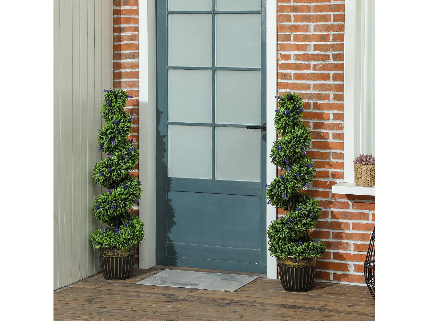 Ribara Set of 2 Artificial Lavender Trees 115cm Spiral Topiary Pair