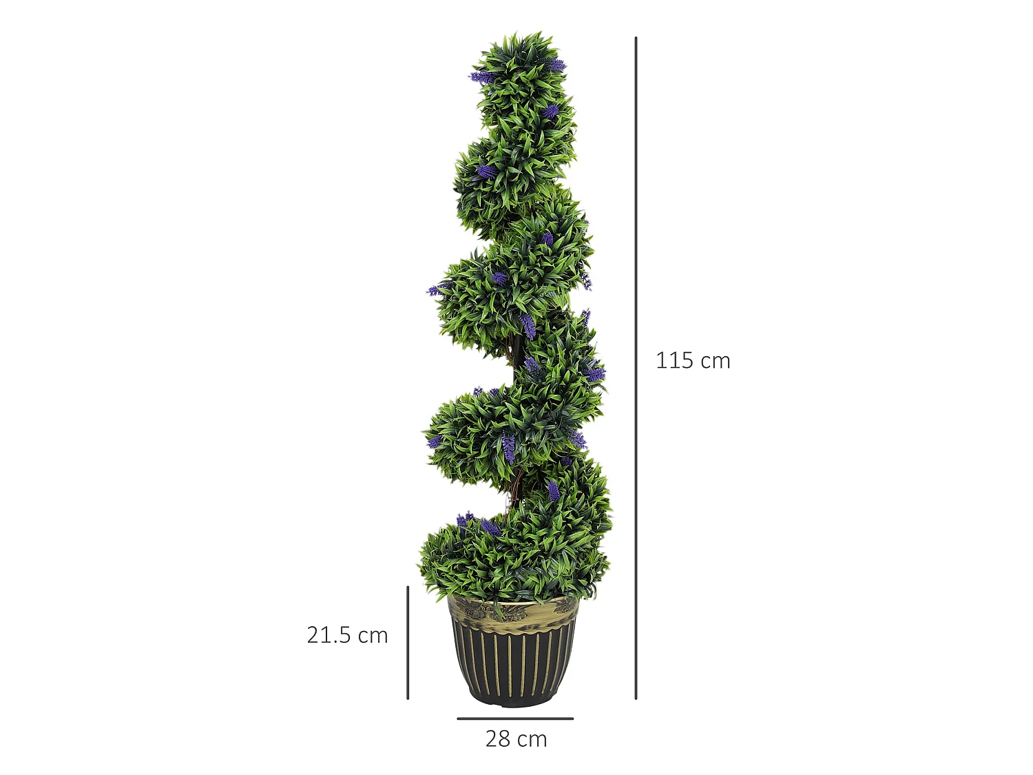 Ribara Set of 2 Artificial Lavender Trees 115cm Spiral Topiary Pair