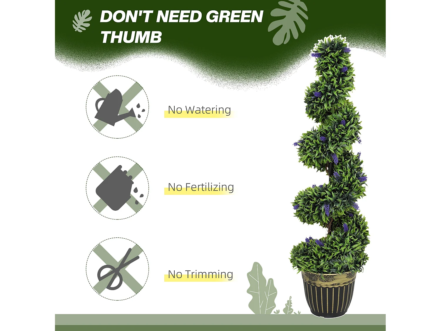 Ribara Set of 2 Artificial Lavender Trees 115cm Spiral Topiary Pair