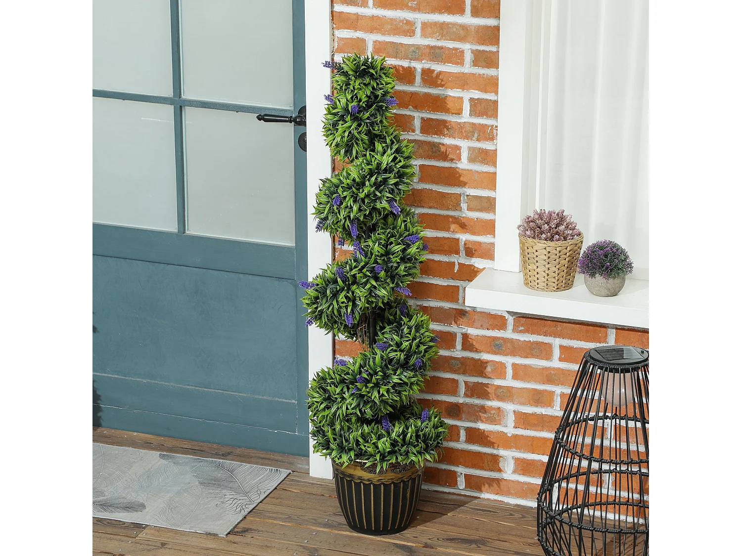 Ribara Set of 2 Artificial Lavender Trees 115cm Spiral Topiary Pair
