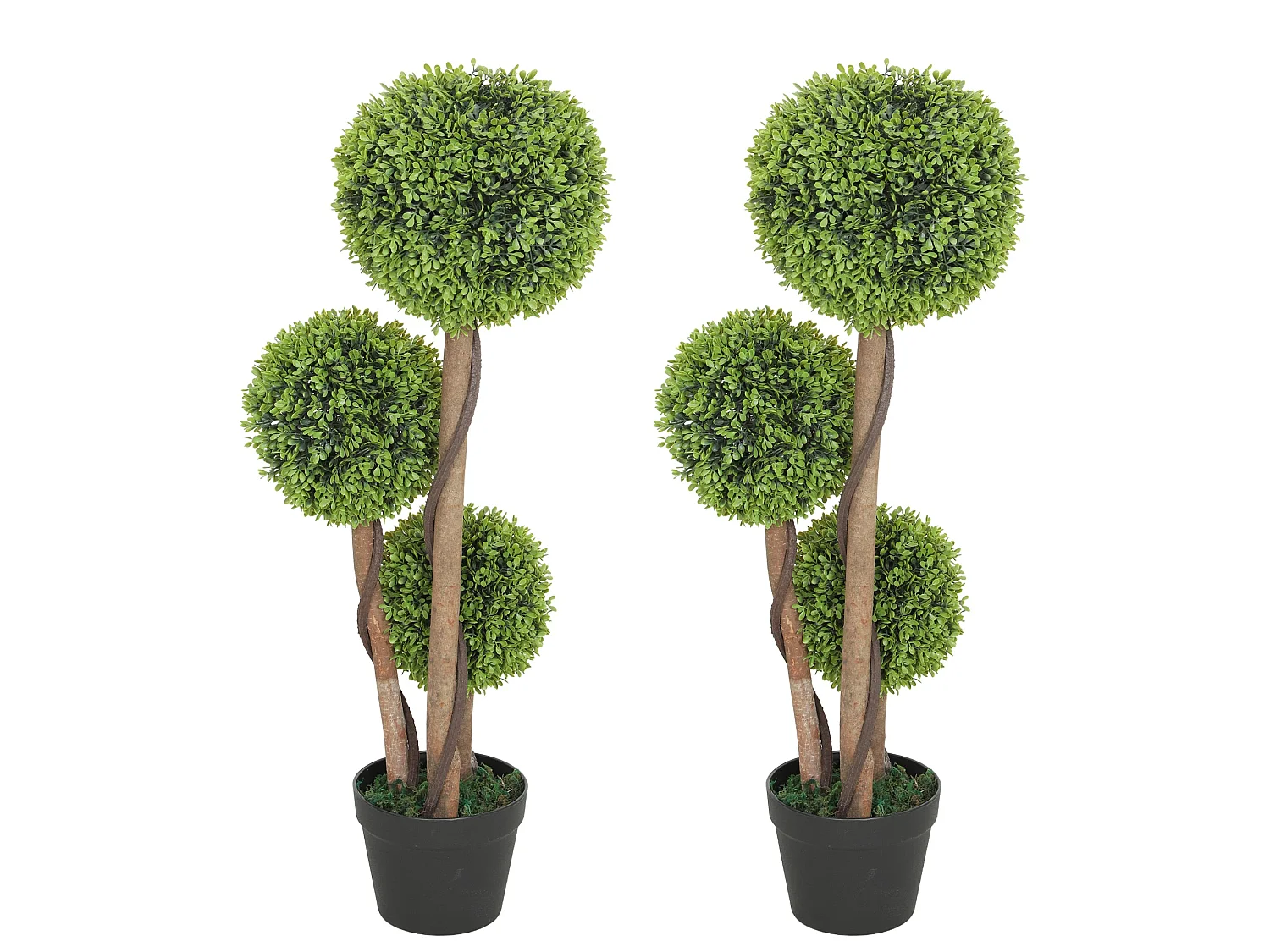 Fidole Set of 2 Artificial Boxwood Ball Topiary Trees in Pots 90cm Light Green