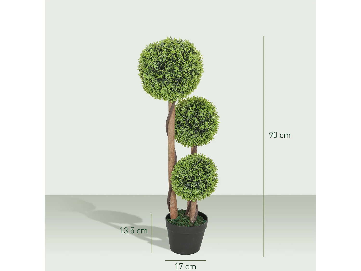 Fidole Set of 2 Artificial Boxwood Ball Topiary Trees in Pots 90cm Light Green