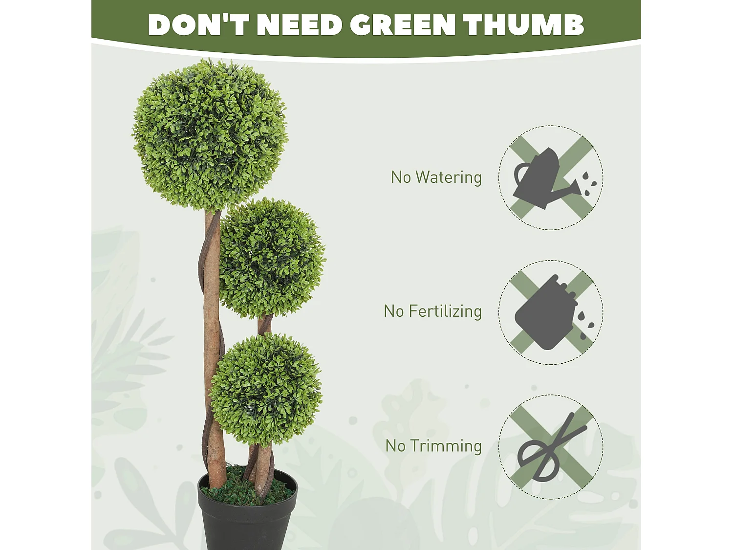 Fidole Set of 2 Artificial Boxwood Ball Topiary Trees in Pots 90cm Light Green