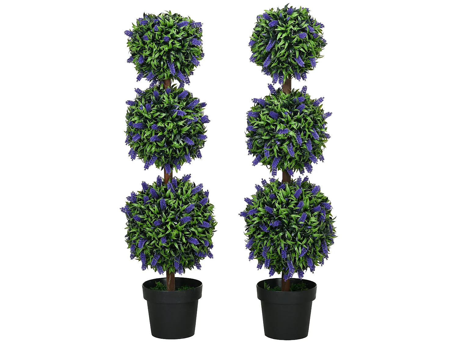 Lazi Set of 2 Artificial Lavender Ball Trees in Decorative Pots 110cm