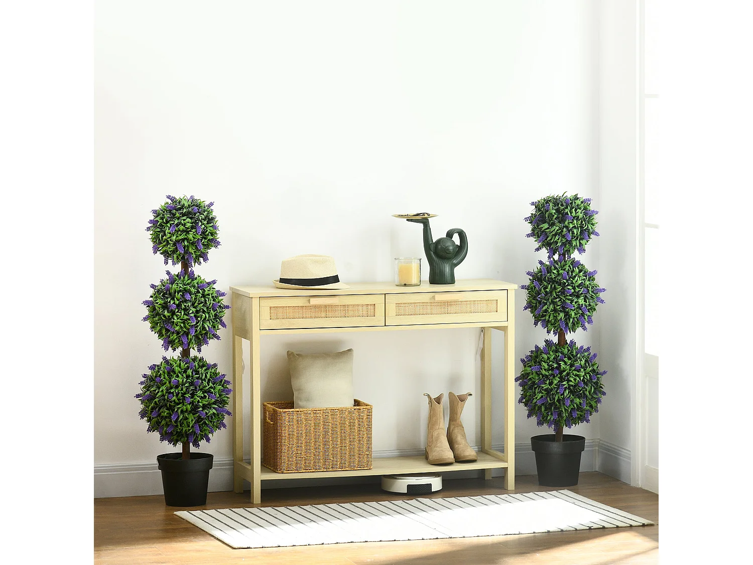 Lazi Set of 2 Artificial Lavender Ball Trees in Decorative Pots 110cm
