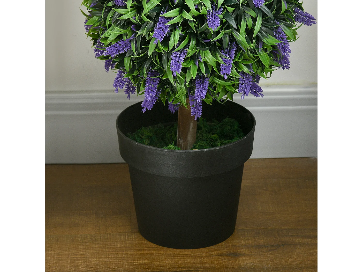 Lazi Set of 2 Artificial Lavender Ball Trees in Decorative Pots 110cm