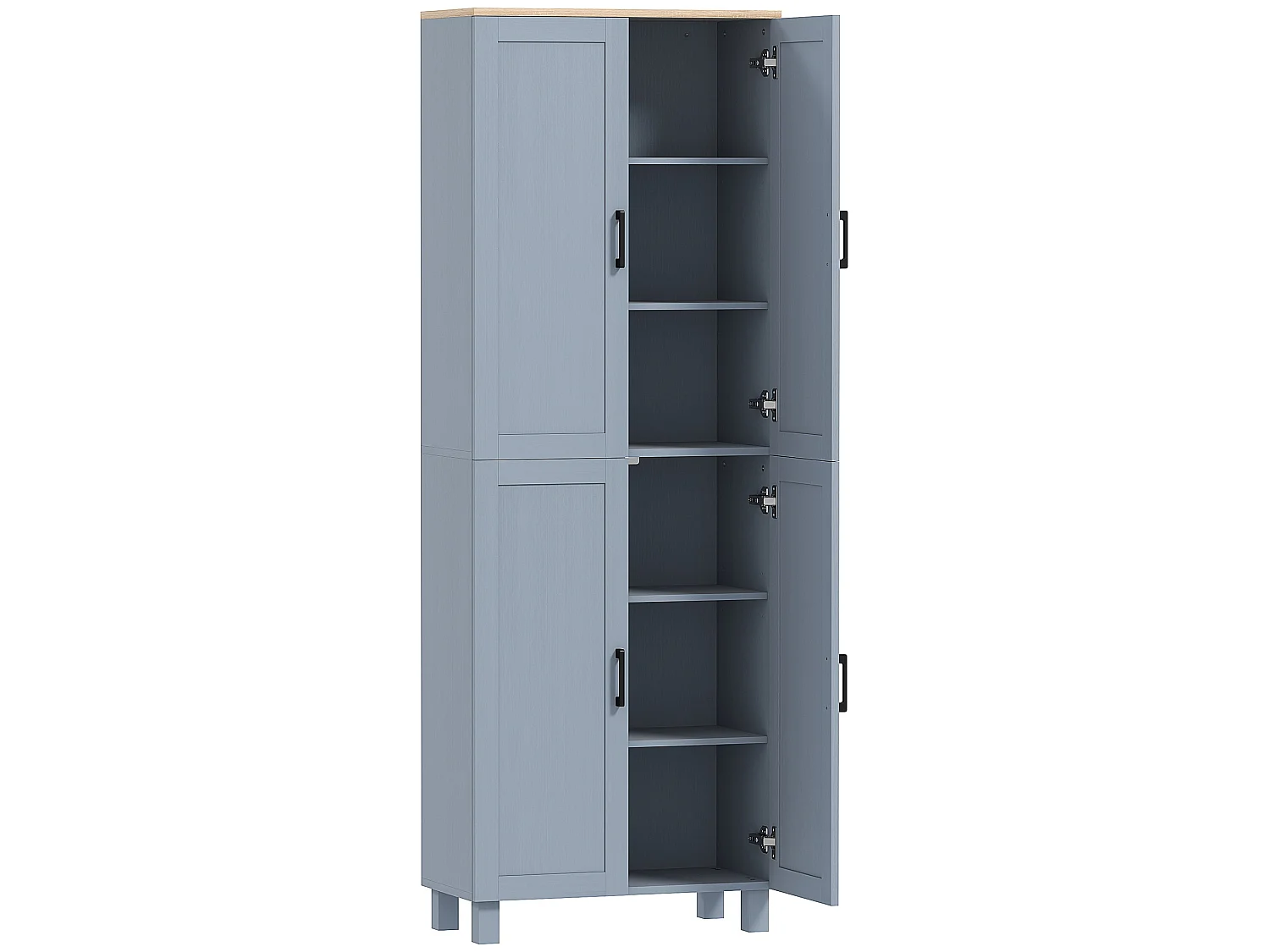 Parare 171cm Grey Wood Effect 4 Door Freestanding Kitchen Pantry Cabinet