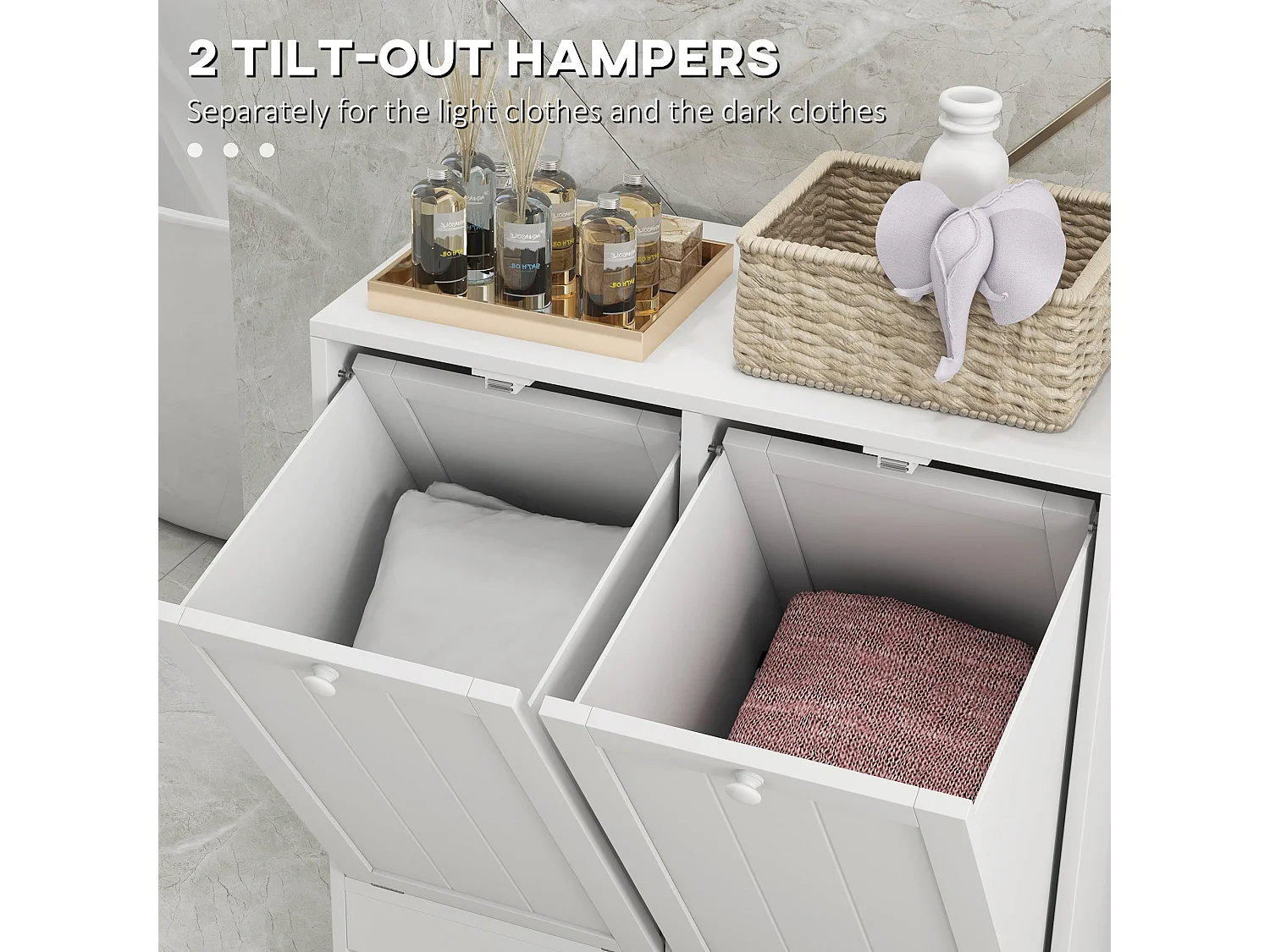 Nema White Double Tilt Out Laundry Hamper Cabinet