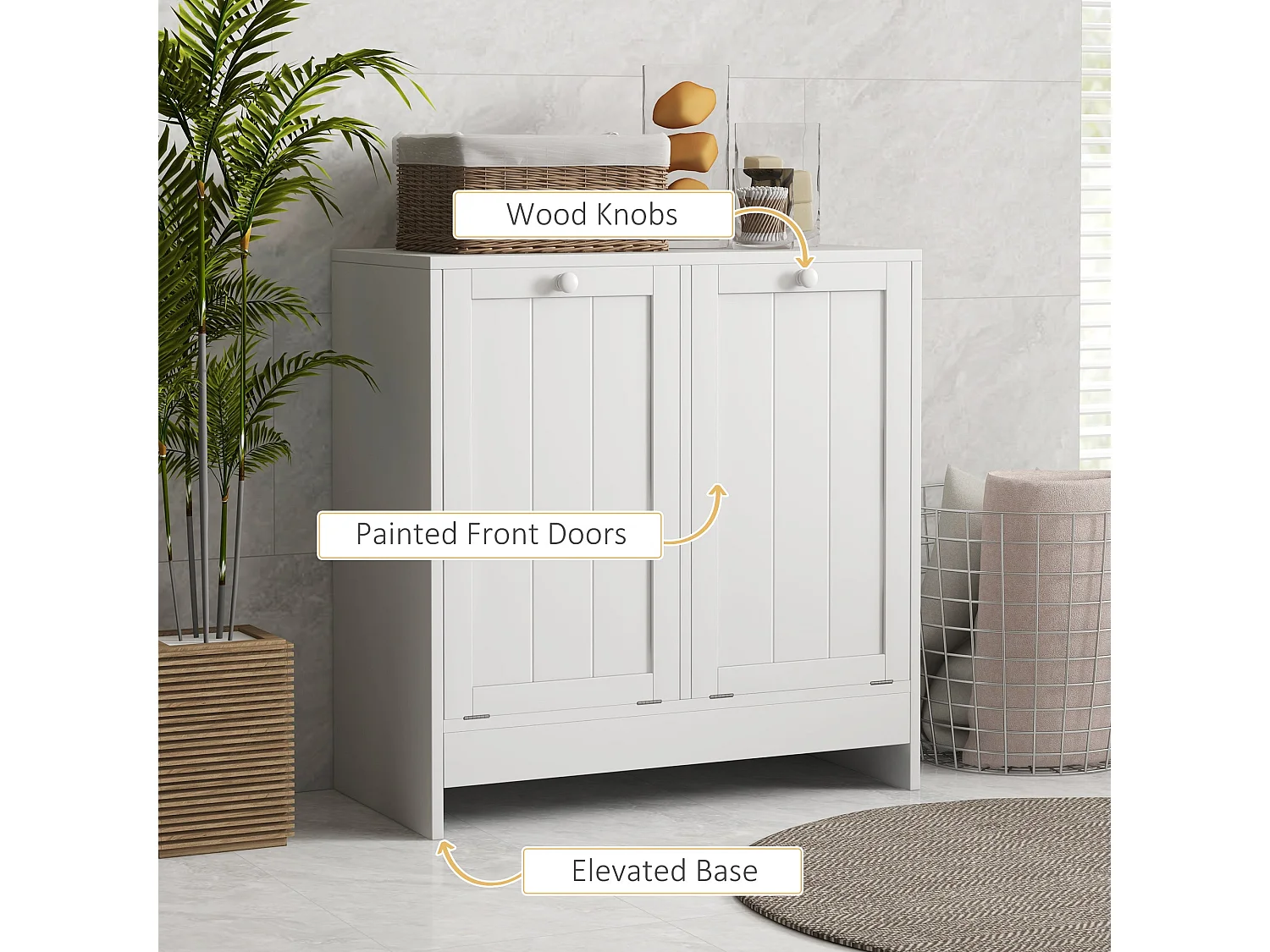 Nema White Double Tilt Out Laundry Hamper Cabinet