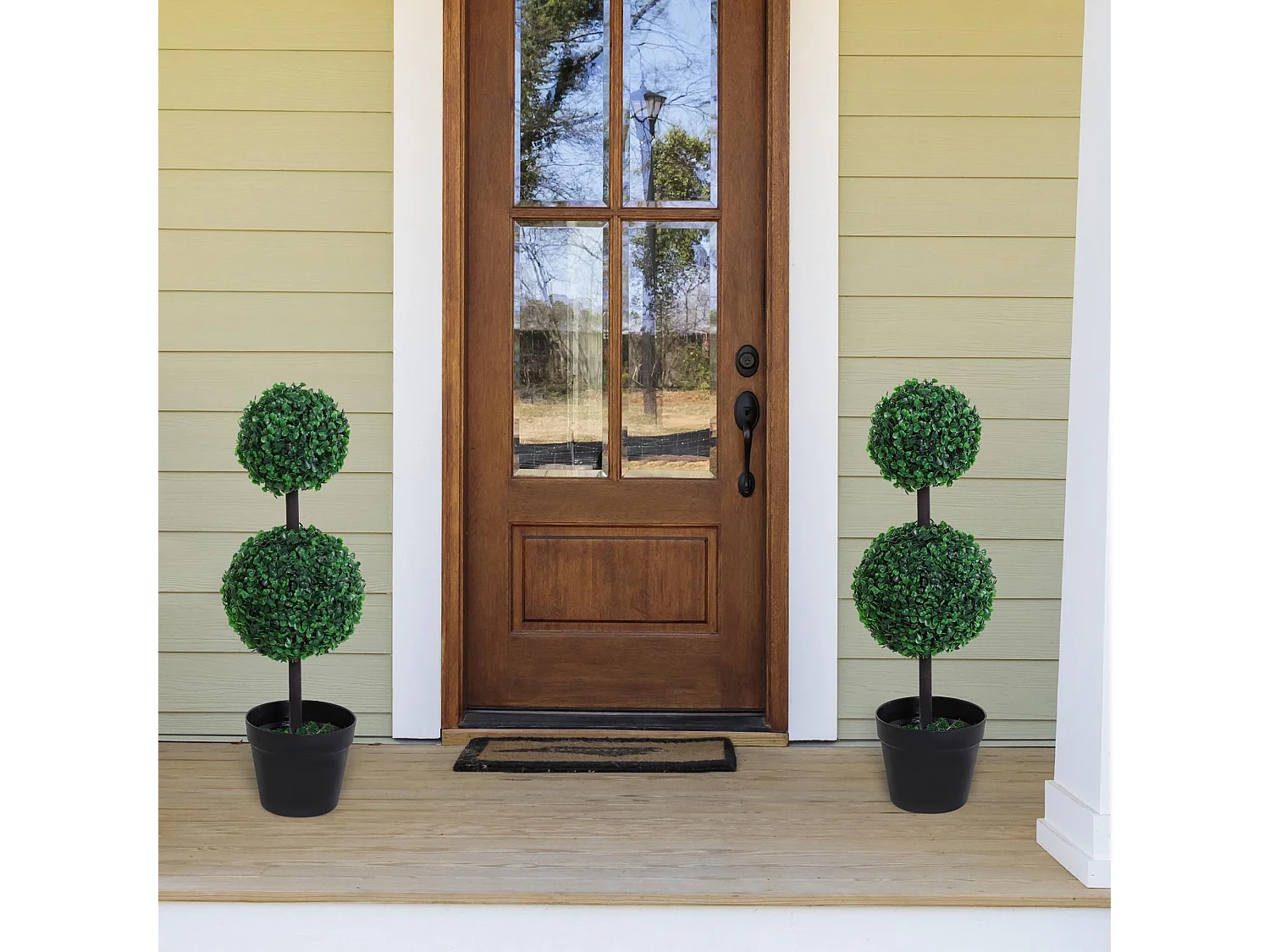 Tonami Set of 2 Artificial Boxwood Ball Topiary Trees in Pots 67cm Indoor Display