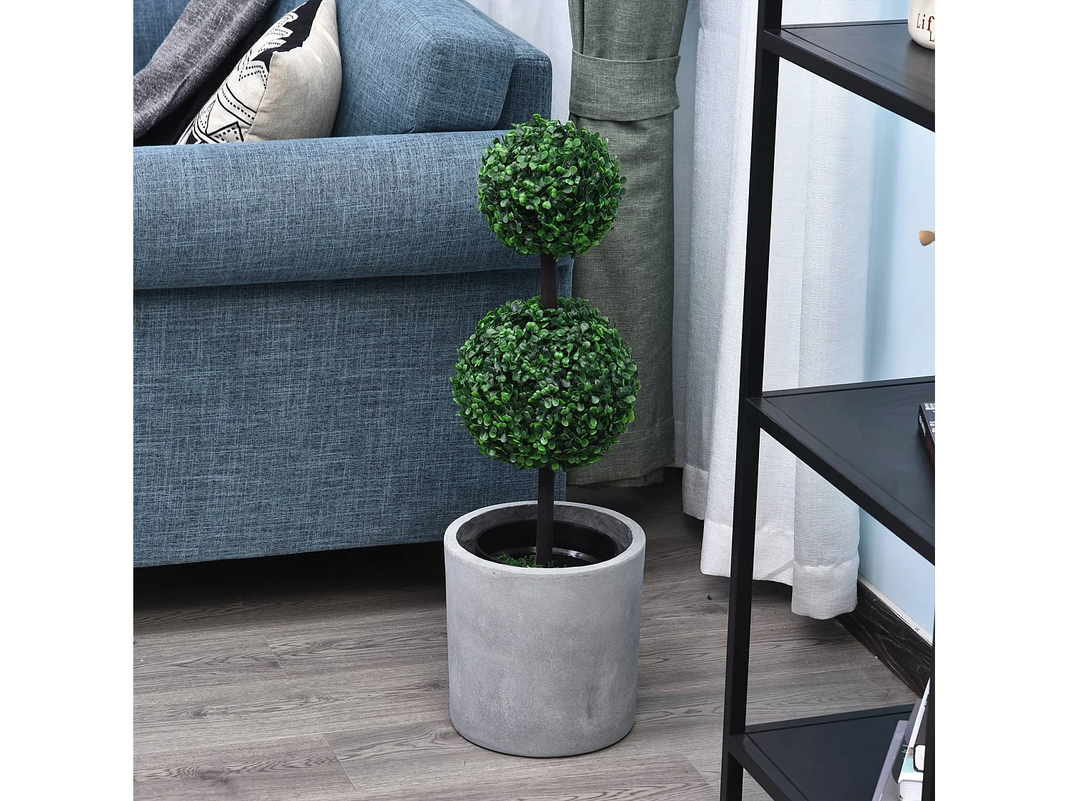 Tonami Set of 2 Artificial Boxwood Ball Topiary Trees in Pots 67cm Indoor Display