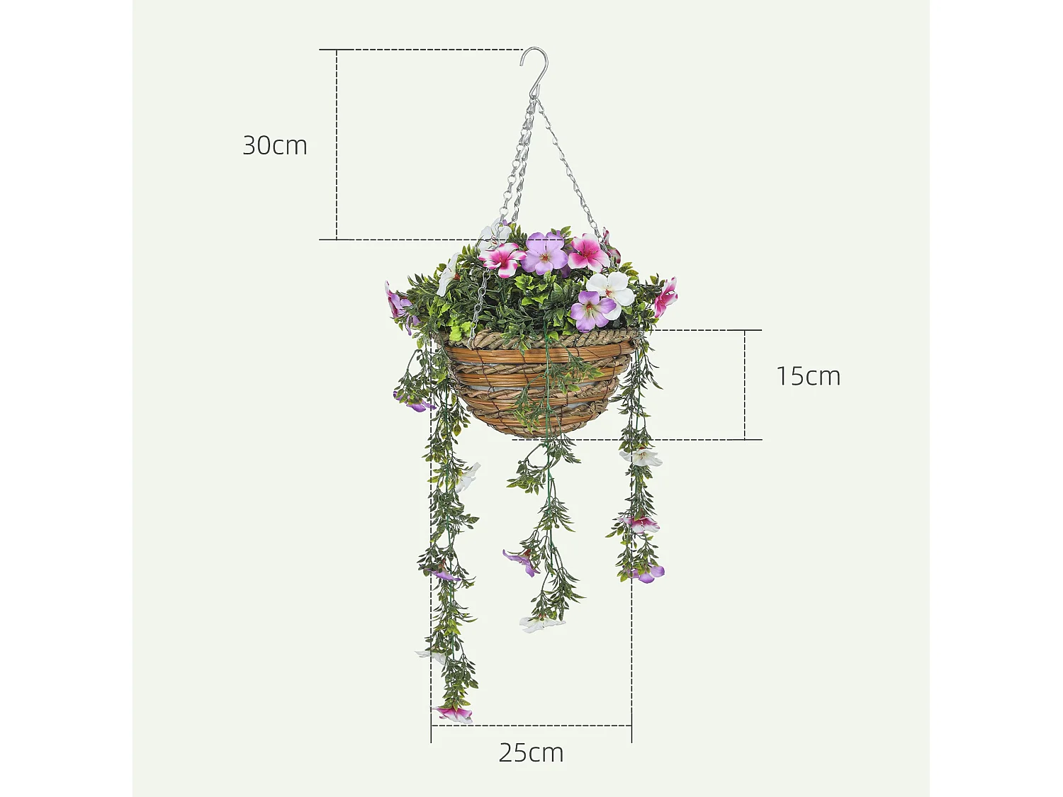Set of 2 Artificial Azalea Hanging Planters in Pink and White