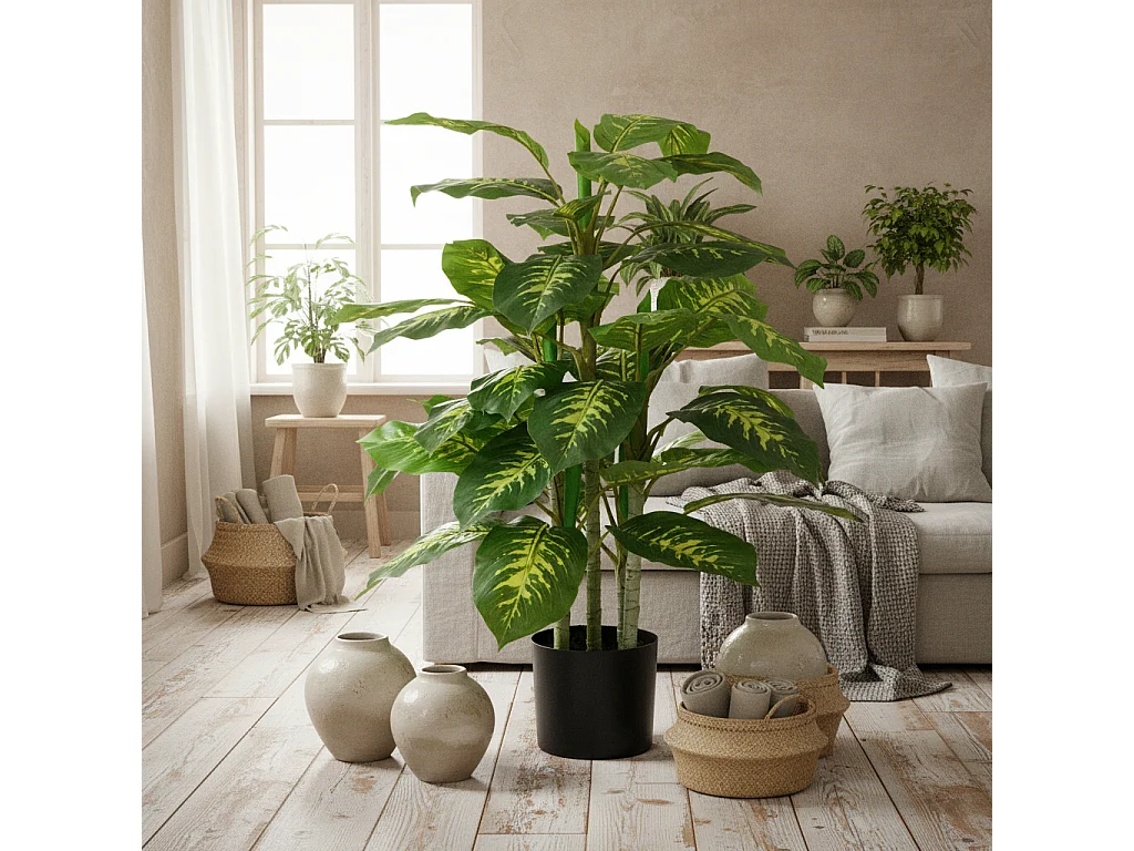 Ditoli Artificial White Rose Plant in Pot 95cm Faux Rose for Interior Styling