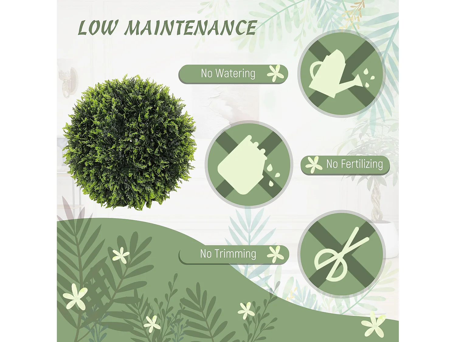 Zilolo Set of 2 UV Resistant Artificial Topiary Balls H8 45cm Green