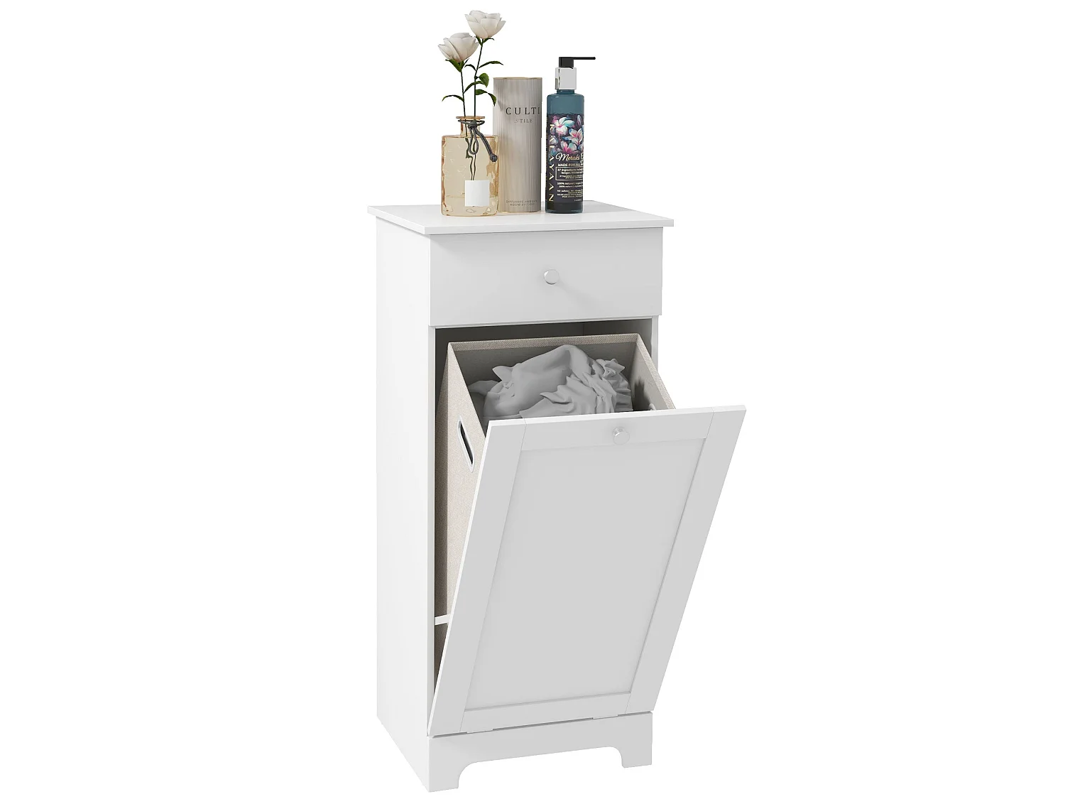 Faratti White Single Hamper Laundry Storage Cabinet