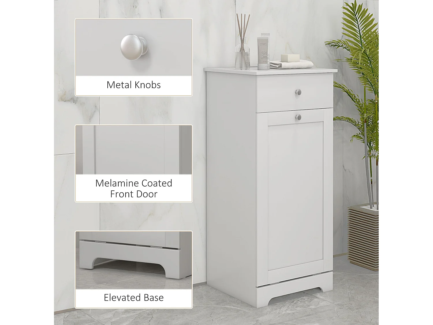 Faratti White Single Hamper Laundry Storage Cabinet