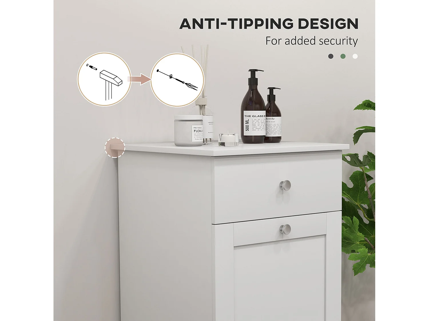 Faratti White Single Hamper Laundry Storage Cabinet