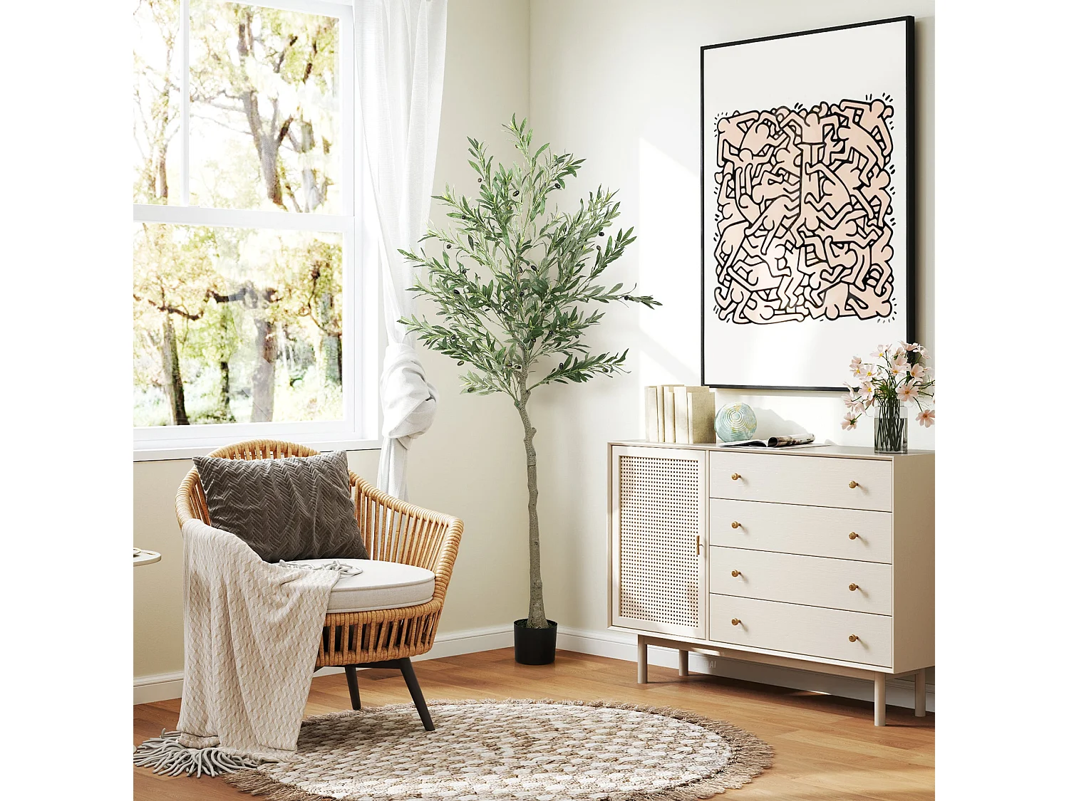 180cm Artificial Olive Tree with Silk Leaf Finish