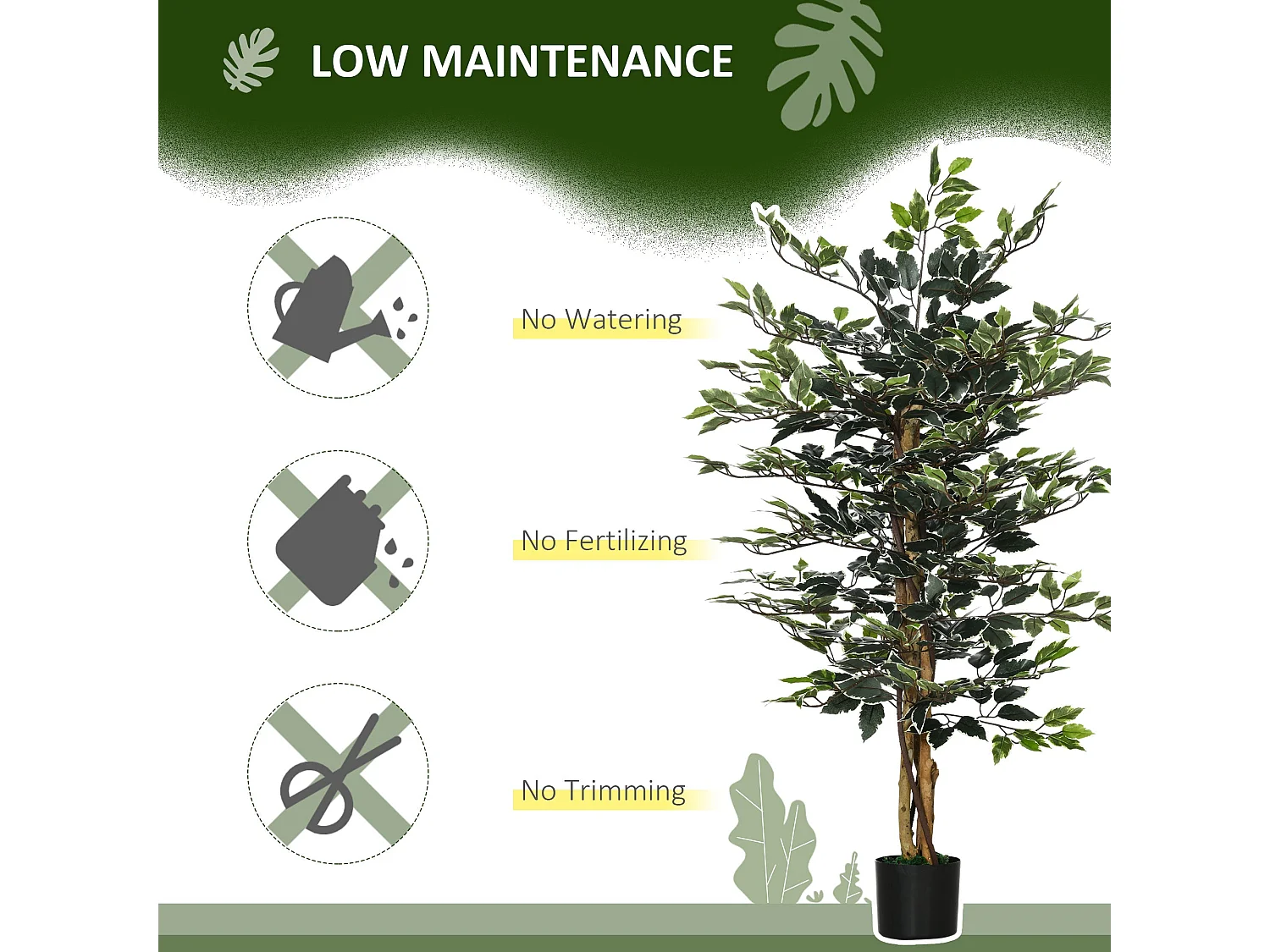 Diraco Set of 2 Artificial Ficus Trees for Indoor Decoration 130cm