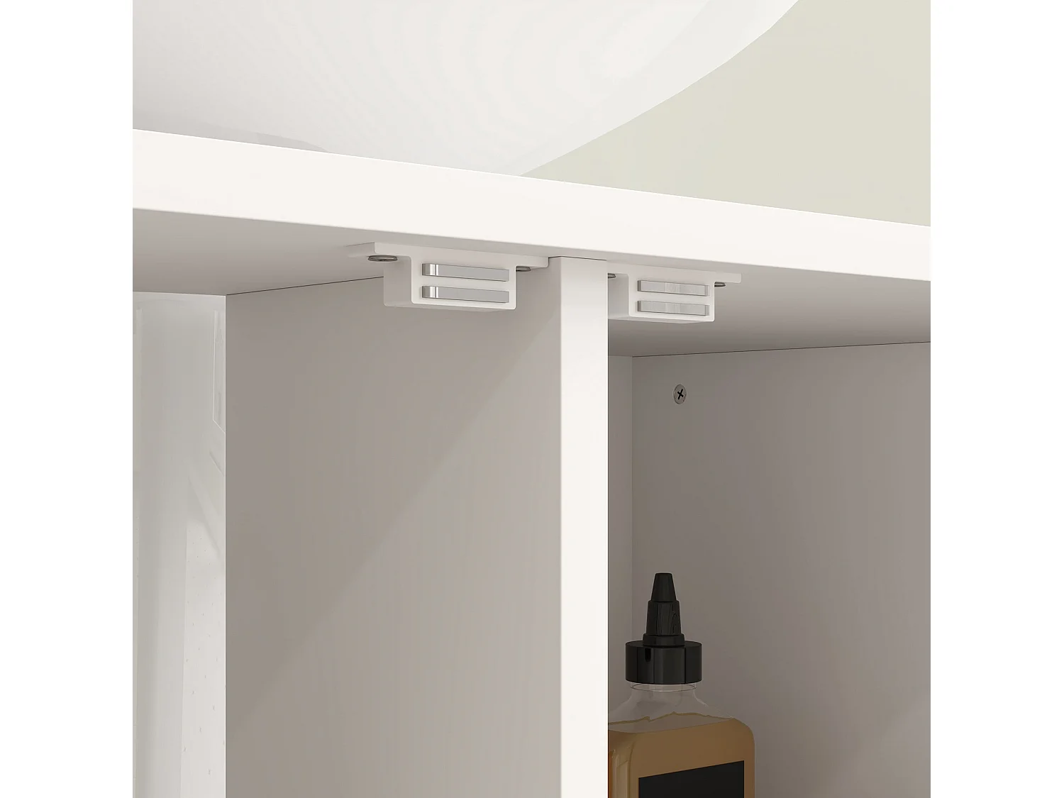 Saha Rato Cream White Under Sink Cabinet 80x40x60cm Herringbone Doors U Cutout