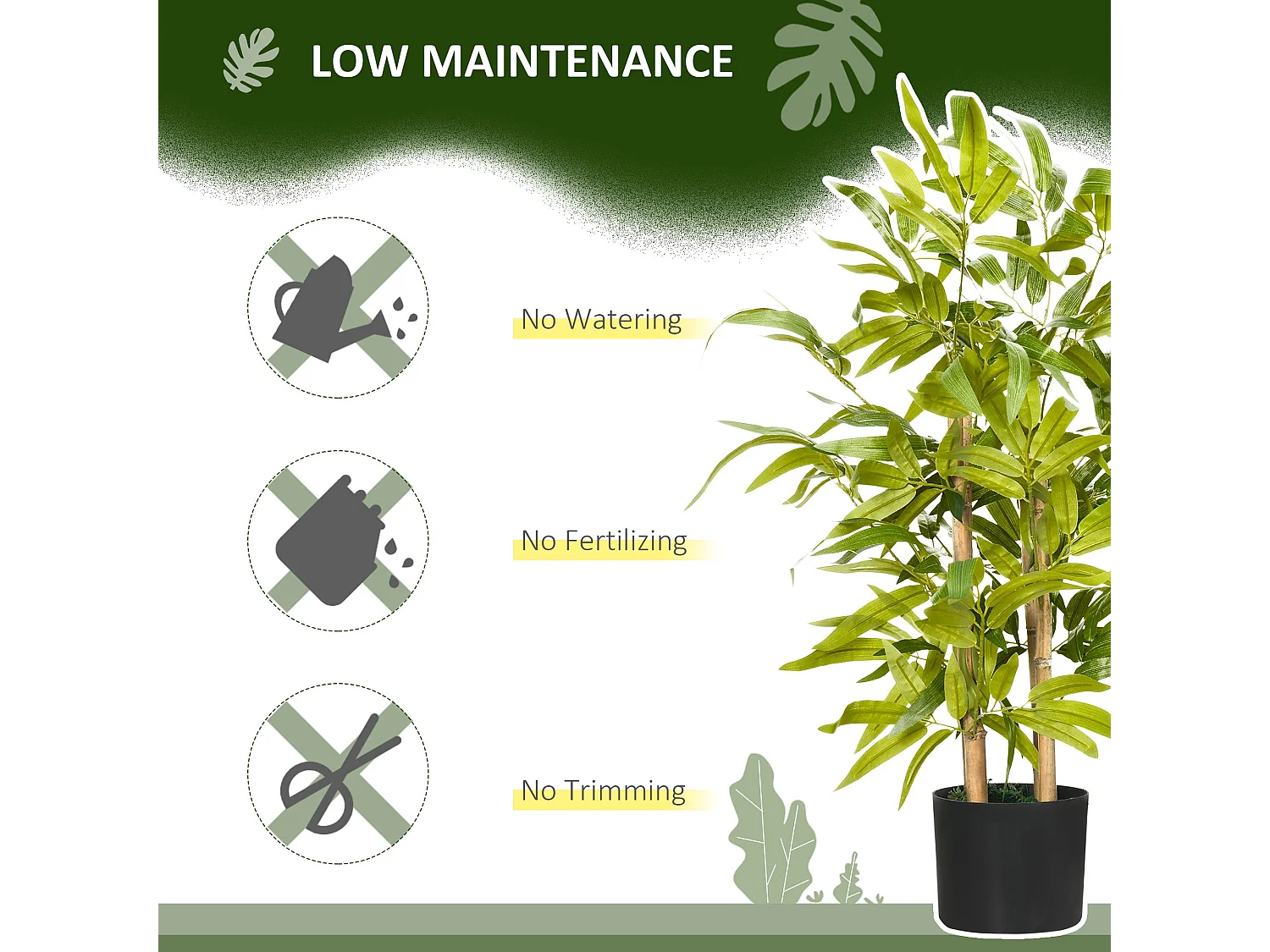 Fike Compact Artificial Bamboo Desk Tree in Pot 60cm