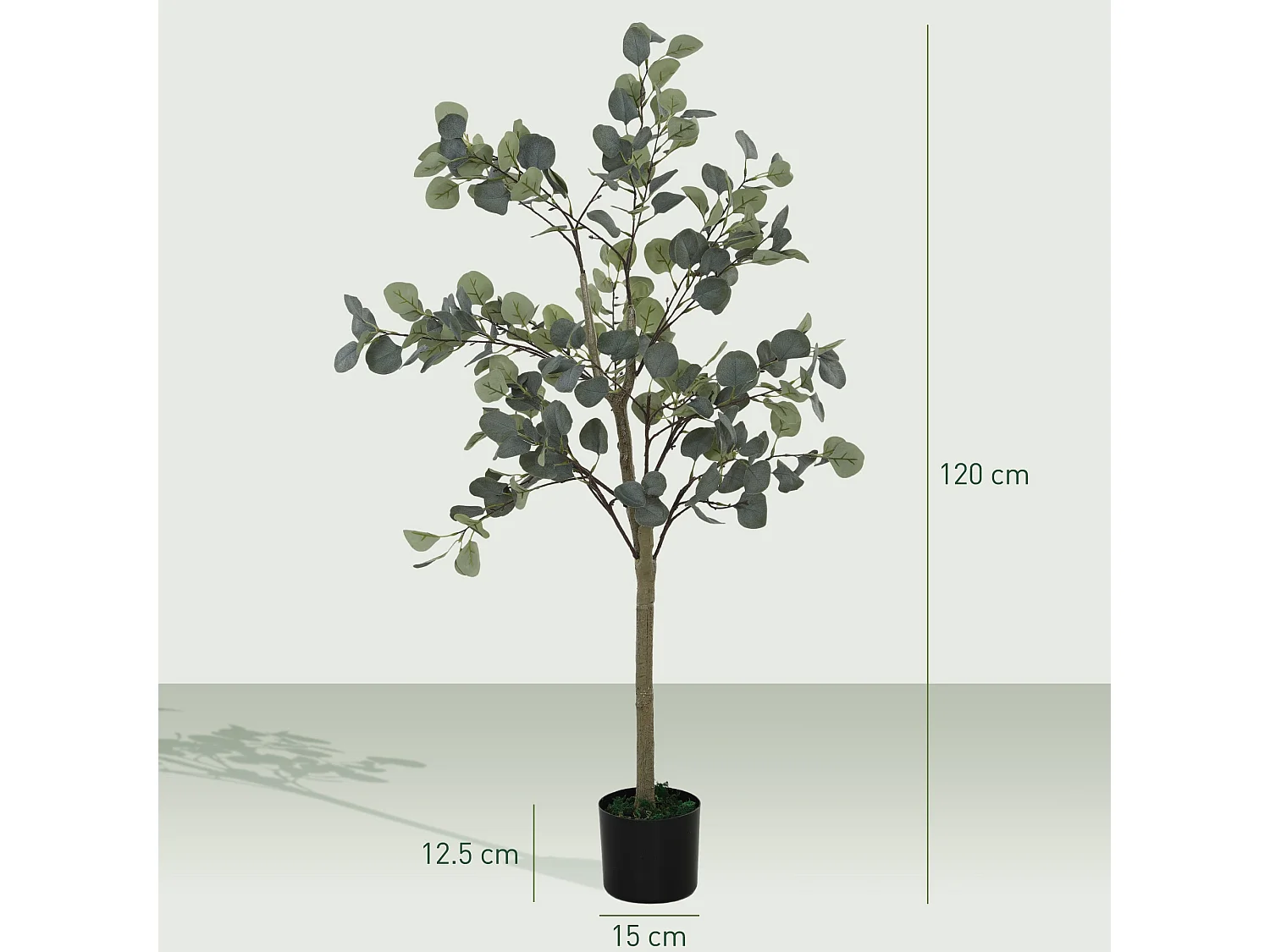 Sulu Set of 2 Artificial Eucalyptus Trees with Silver Dollar Leaves in Pots
