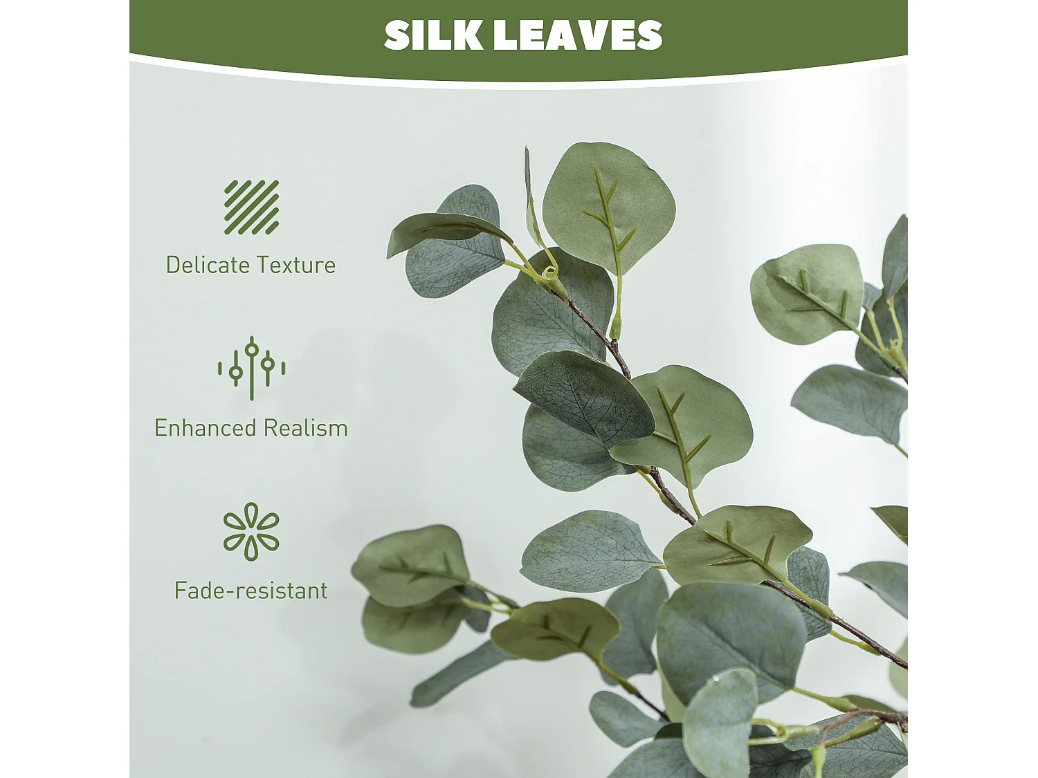 Sulu Set of 2 Artificial Eucalyptus Trees with Silver Dollar Leaves in Pots