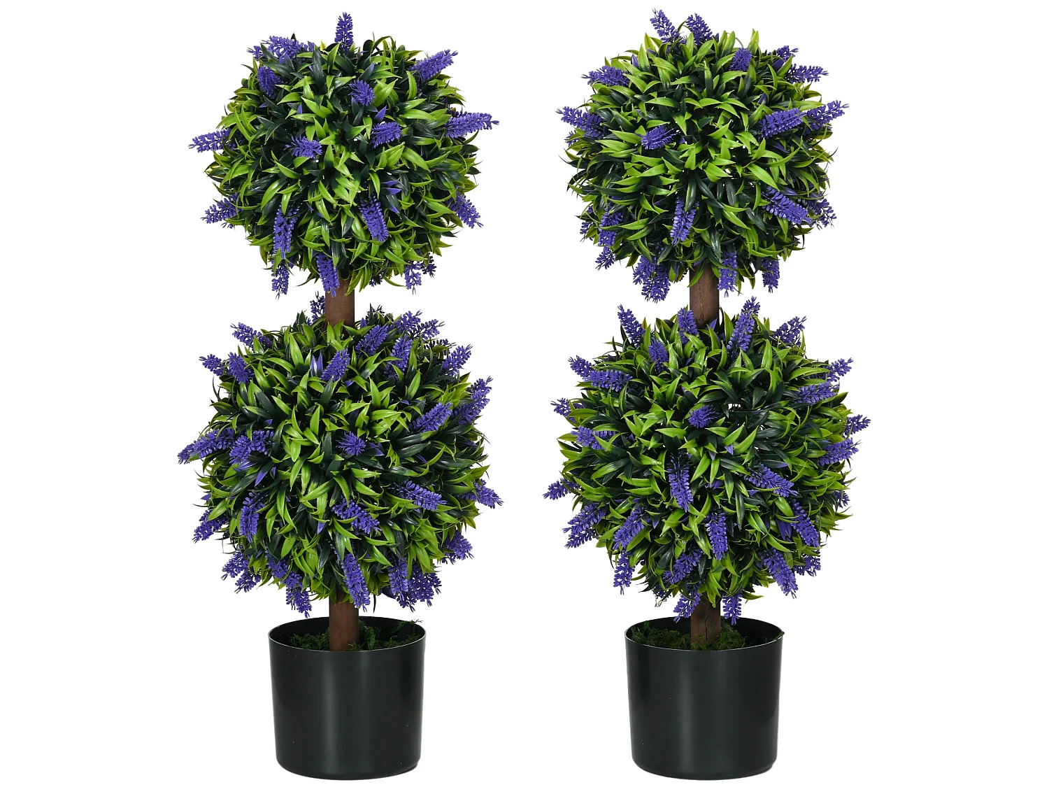 Vevayo Set of 2 Artificial Lavender Ball Trees in Decorative Pots 70cm