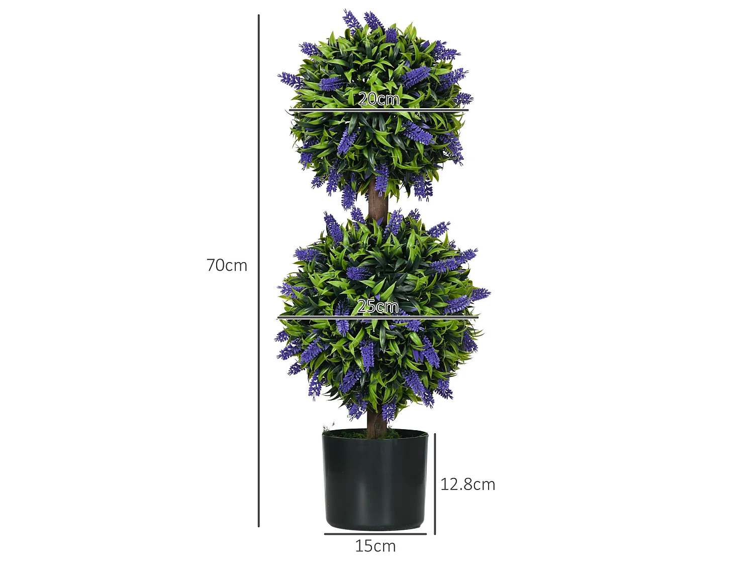 Vevayo Set of 2 Artificial Lavender Ball Trees in Decorative Pots 70cm