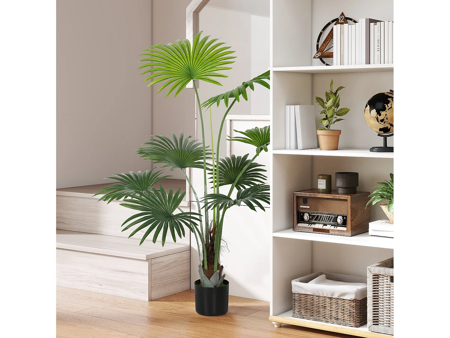 Raravere 145cm Artificial Palm Tree with Natural Trunk Detail in Pot