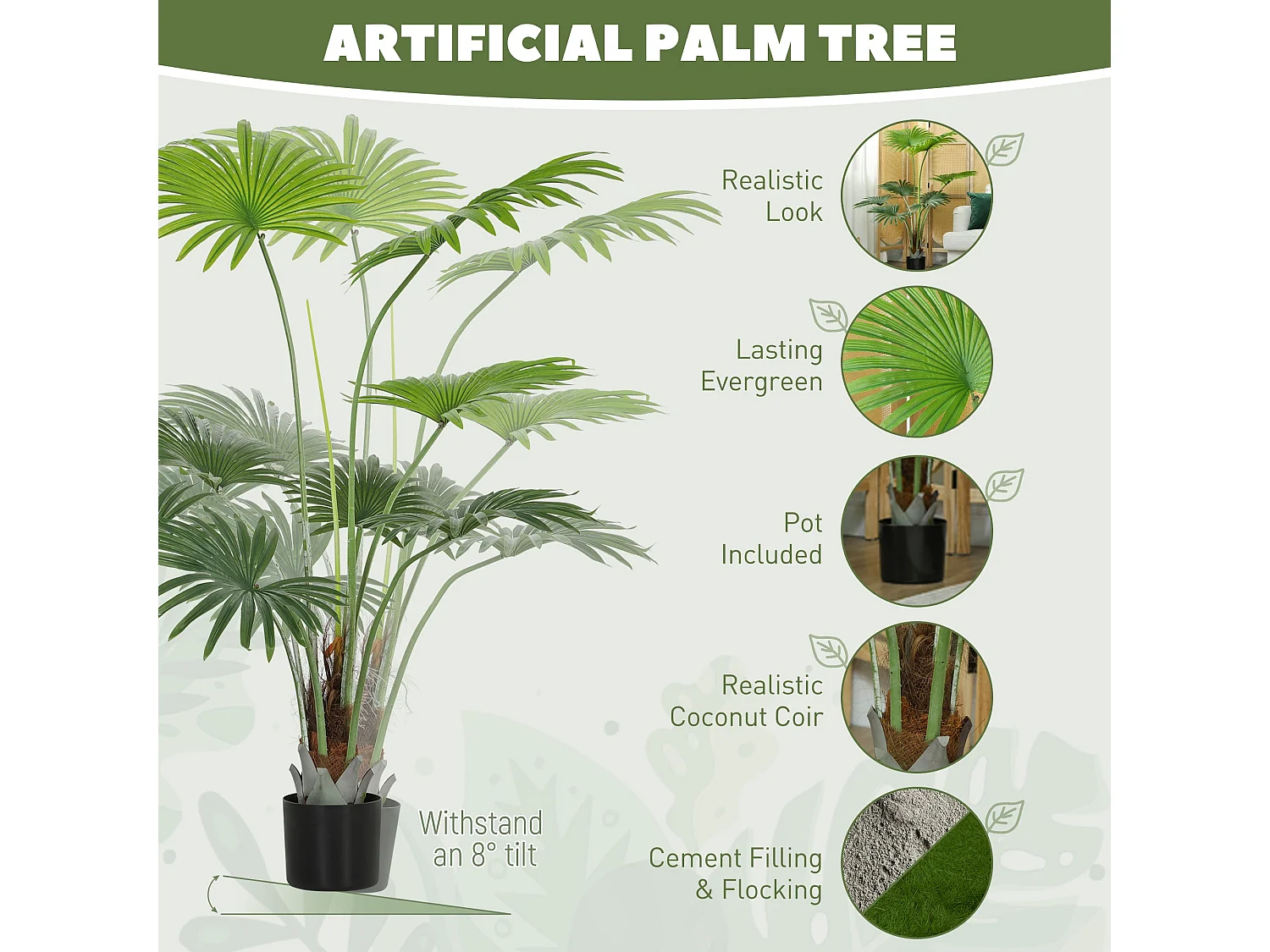 Raravere 145cm Artificial Palm Tree with Natural Trunk Detail in Pot