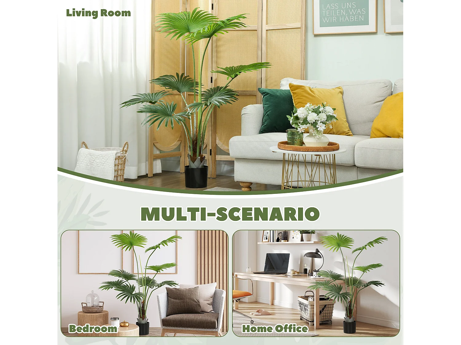 Raravere 145cm Artificial Palm Tree with Natural Trunk Detail in Pot