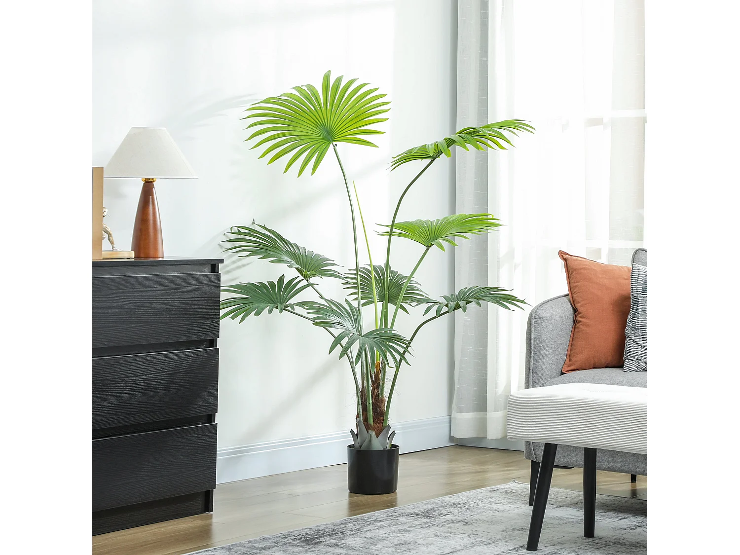 Raravere 145cm Artificial Palm Tree with Natural Trunk Detail in Pot